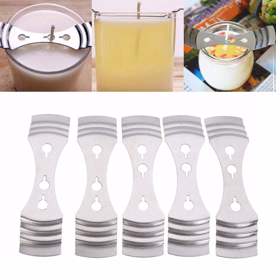 5pcs Candle Wick Holder Metal Candle Wick Centering Devices Silver
